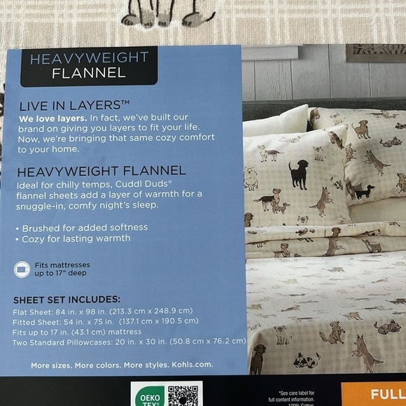 🆕 Cuddl Duds Dog Sheet Set Heavyweight Flannel Full - Picture 3 of 3